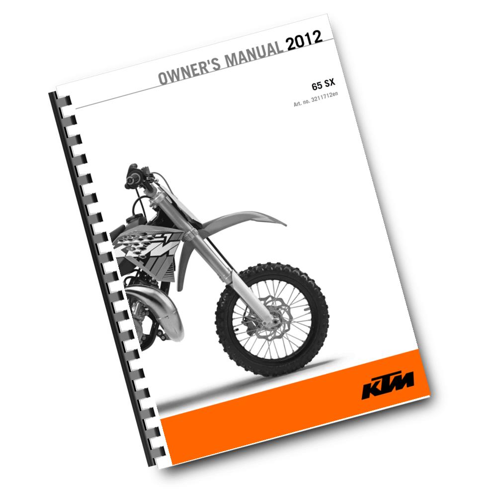 KTM 2012 - 65 SX - OWNERS MANUAL USER GUIDE