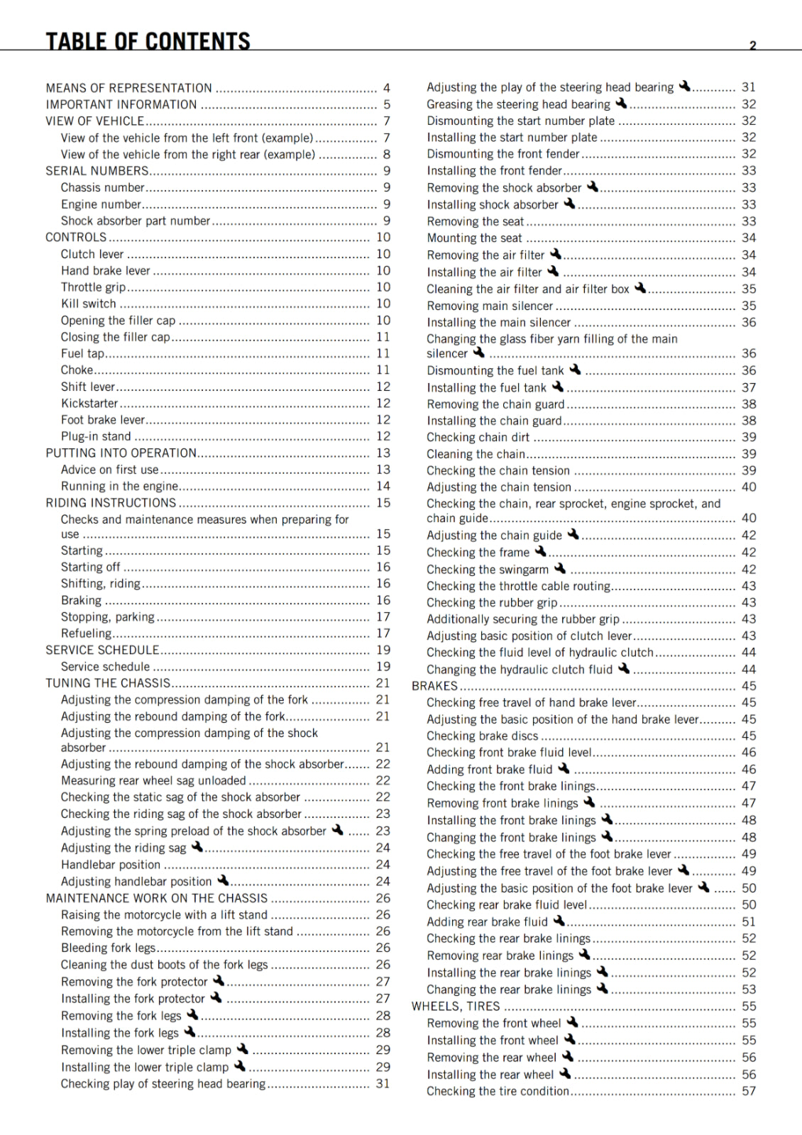 KTM 2012 - 65 SX - OWNERS MANUAL USER GUIDE