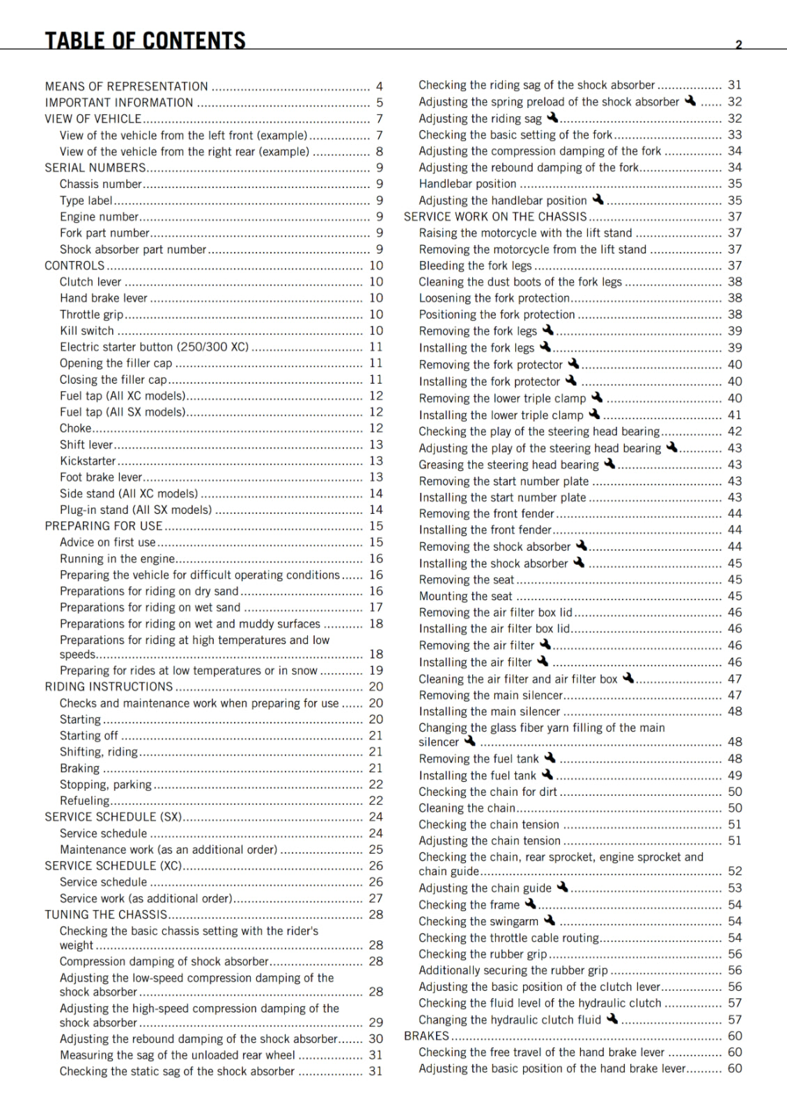 KTM 2012 - 125 150 250 300 SX XC - OWNERS MANUAL USER GUIDE