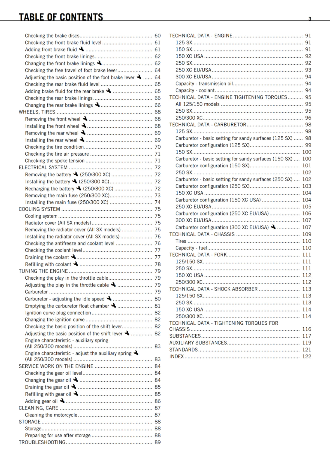 KTM 2012 - 125 150 250 300 SX XC - OWNERS MANUAL USER GUIDE