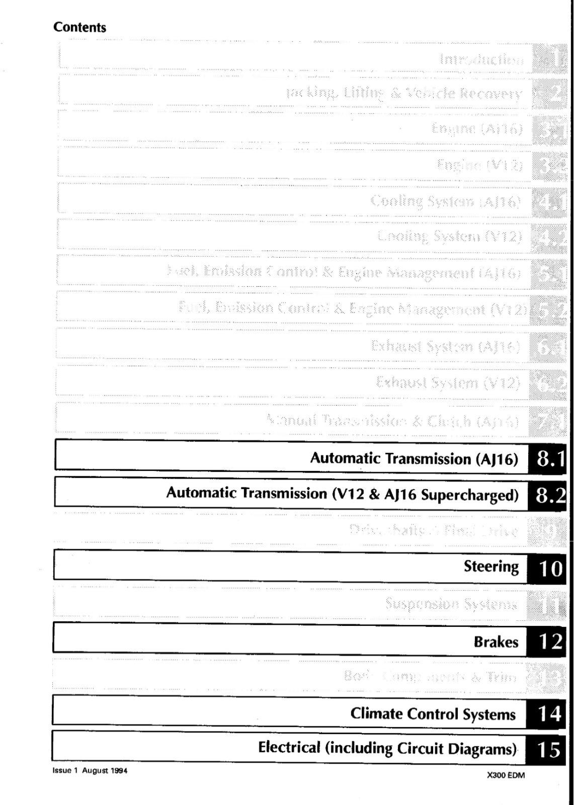 JAGUAR XJ6 XJ12 (X300) COMPLETE SET OF MANUALS - SERVICE ELECTRICAL AJ16 V12 ZF