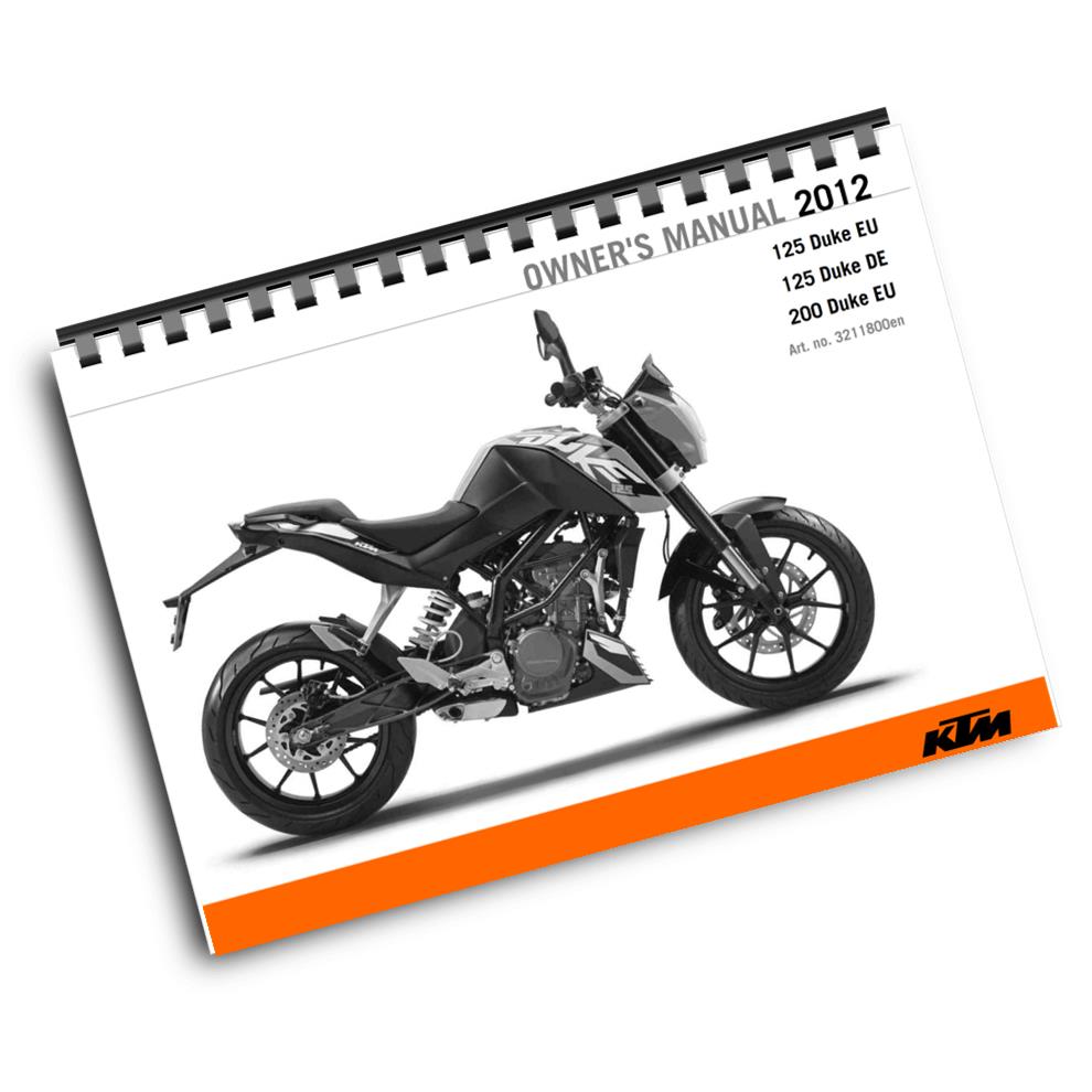 KTM 2012 - 125 200 DUKE - OWNERS MANUAL USER GUIDE