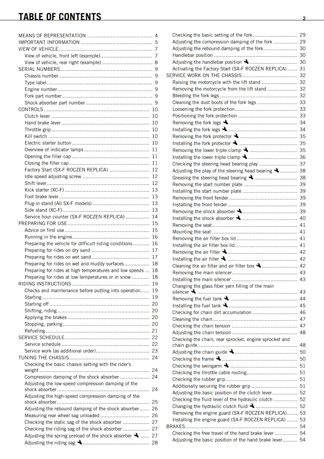 KTM 2012 - 250 SX-F ROCZEN REPLICA XC-F - OWNERS MANUAL USER GUIDE