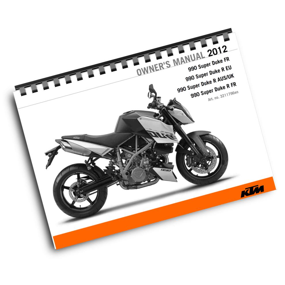 KTM 2012 - 990 SUPER DUKE R  - OWNERS MANUAL USER GUIDE