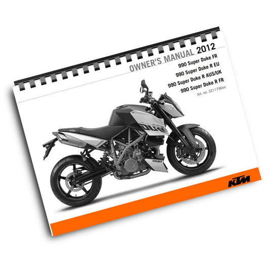 KTM 2012 - 990 SUPER DUKE R  - OWNERS MANUAL USER GUIDE