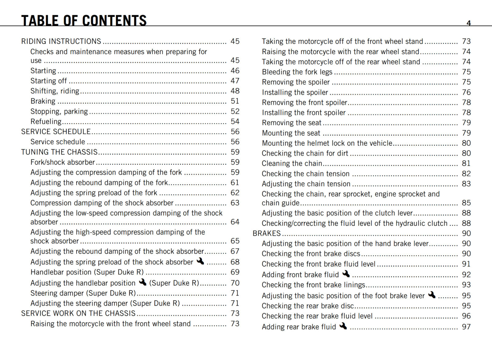 KTM 2012 - 990 SUPER DUKE R  - OWNERS MANUAL USER GUIDE