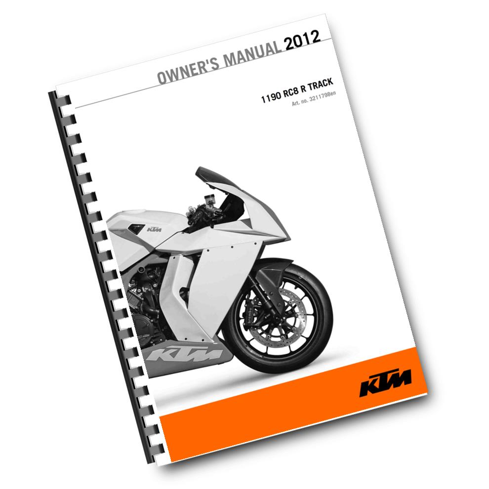 KTM 2012 - 1190 RC8 R TRACK - OWNERS MANUAL USER GUIDE