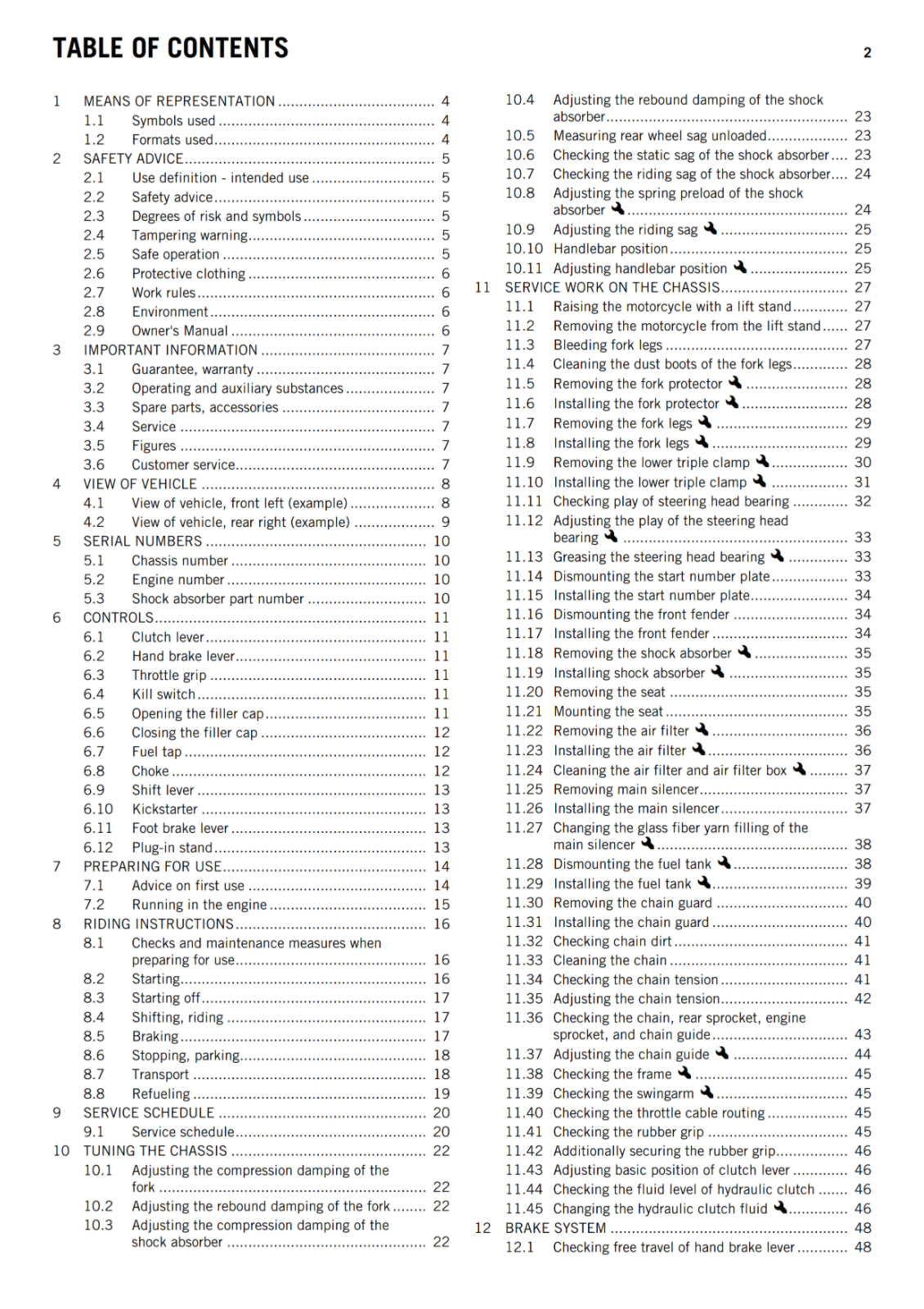 KTM 2013 - 65 SX - OWNERS MANUAL USER GUIDE
