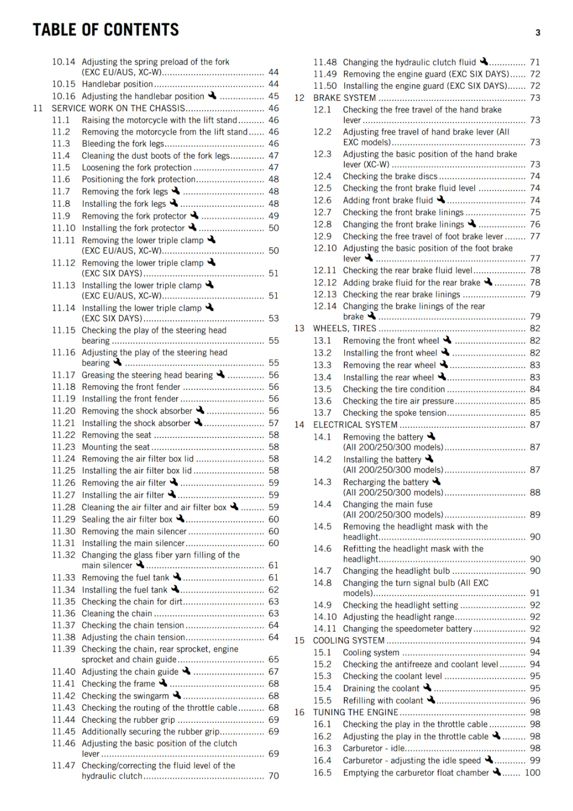 KTM 2013 - 125 200 250 300 EXC SIX DAYS XC-W - OWNERS MANUAL USER GUIDE