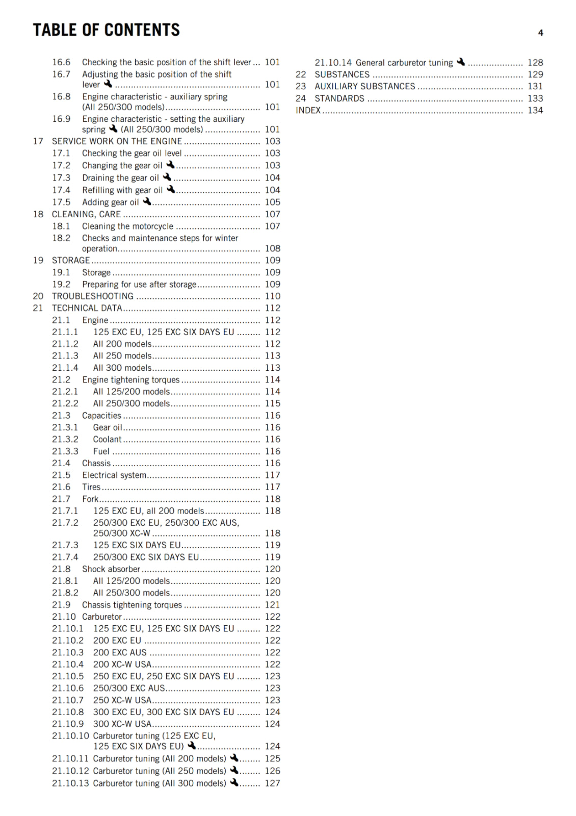 KTM 2013 - 125 200 250 300 EXC SIX DAYS XC-W - OWNERS MANUAL USER GUIDE