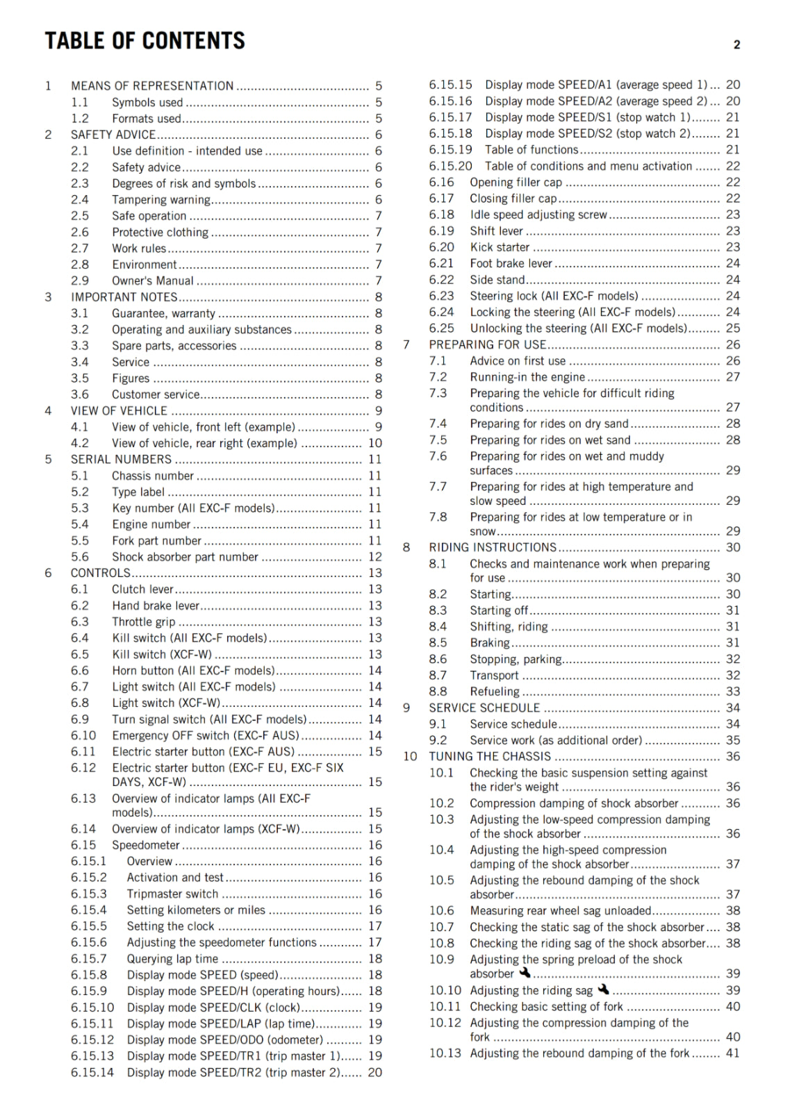 KTM 2013 - 250 EXC-F SIX DAYS XCF-W - OWNERS MANUAL USER GUIDE