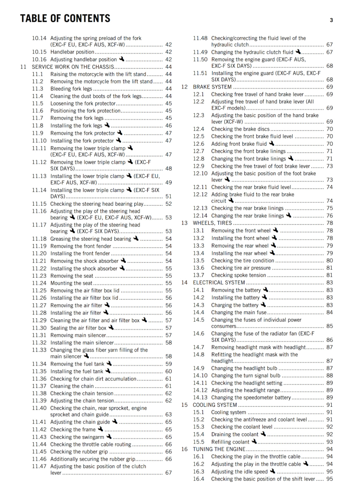 KTM 2013 - 250 EXC-F SIX DAYS XCF-W - OWNERS MANUAL USER GUIDE