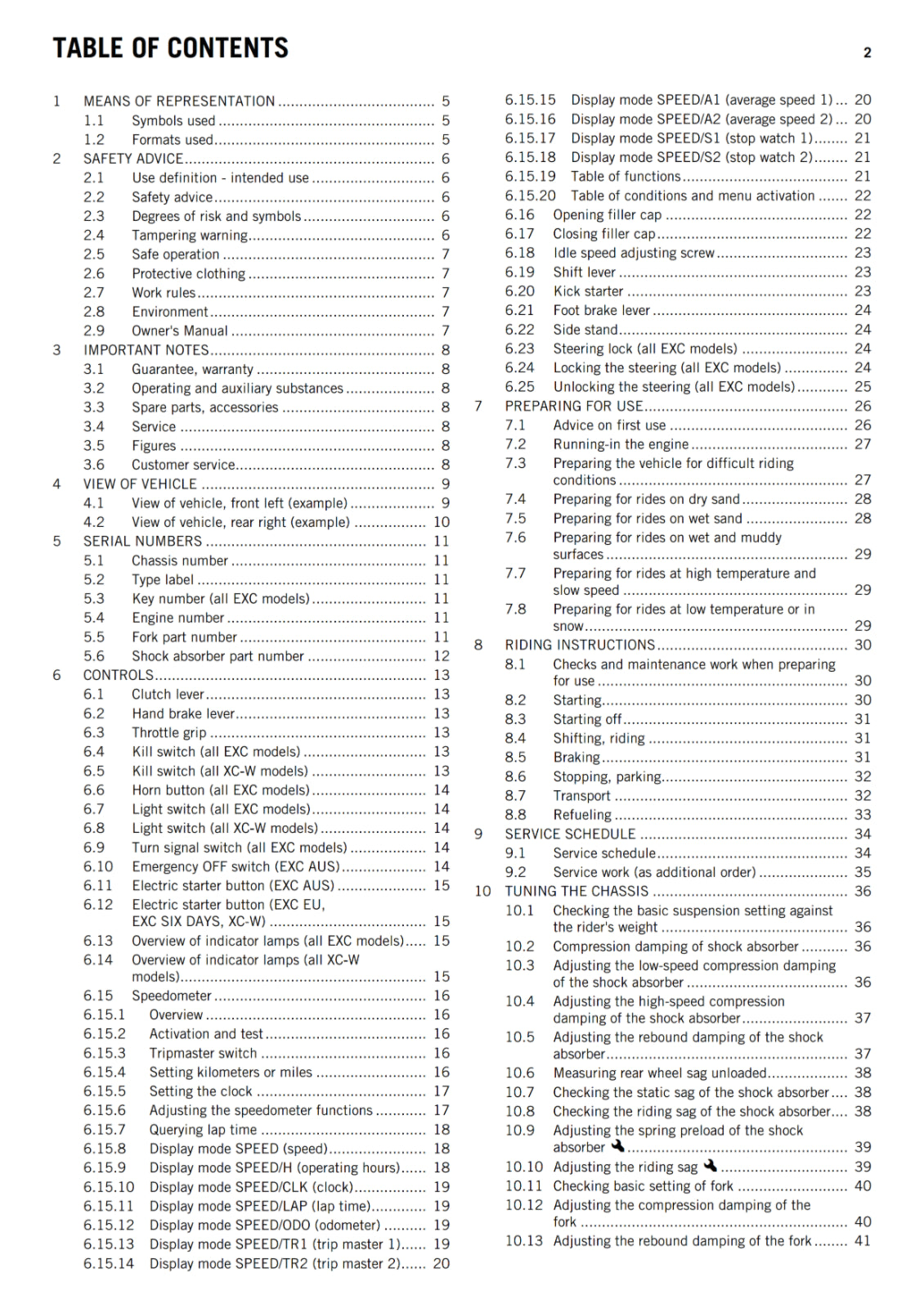 KTM 2013 - 450 500 EXC SIX DAYS XC-W - OWNERS MANUAL USER GUIDE