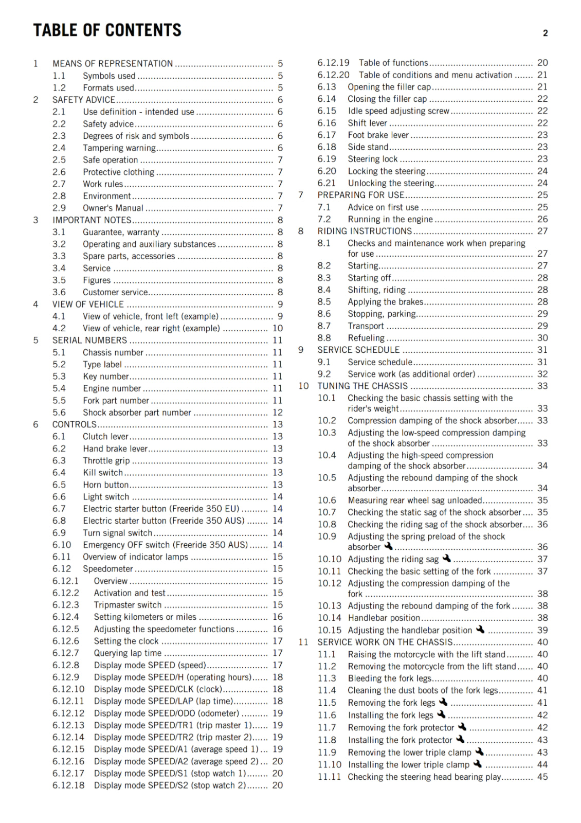 KTM 2013 - FREERIDE 350 - OWNERS MANUAL USER GUIDE