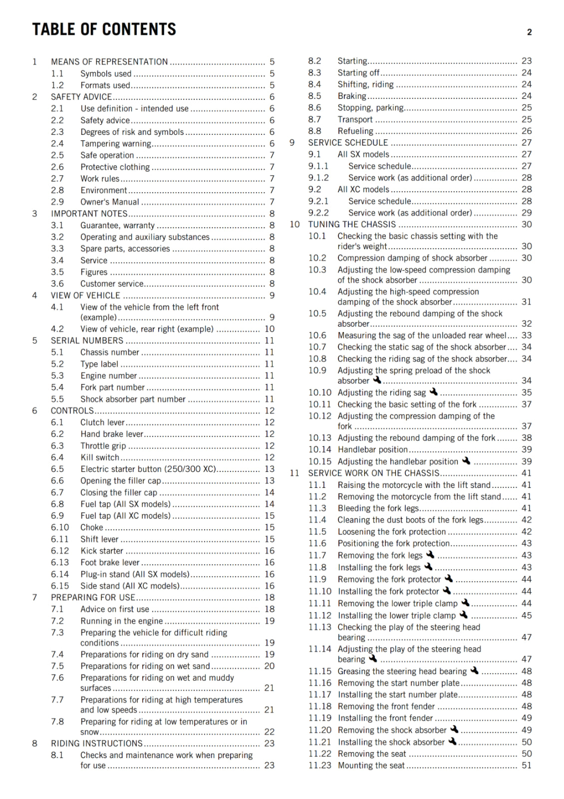 KTM 2014 - 125 150 250 300 SX XC - OWNERS MANUAL USER GUIDE