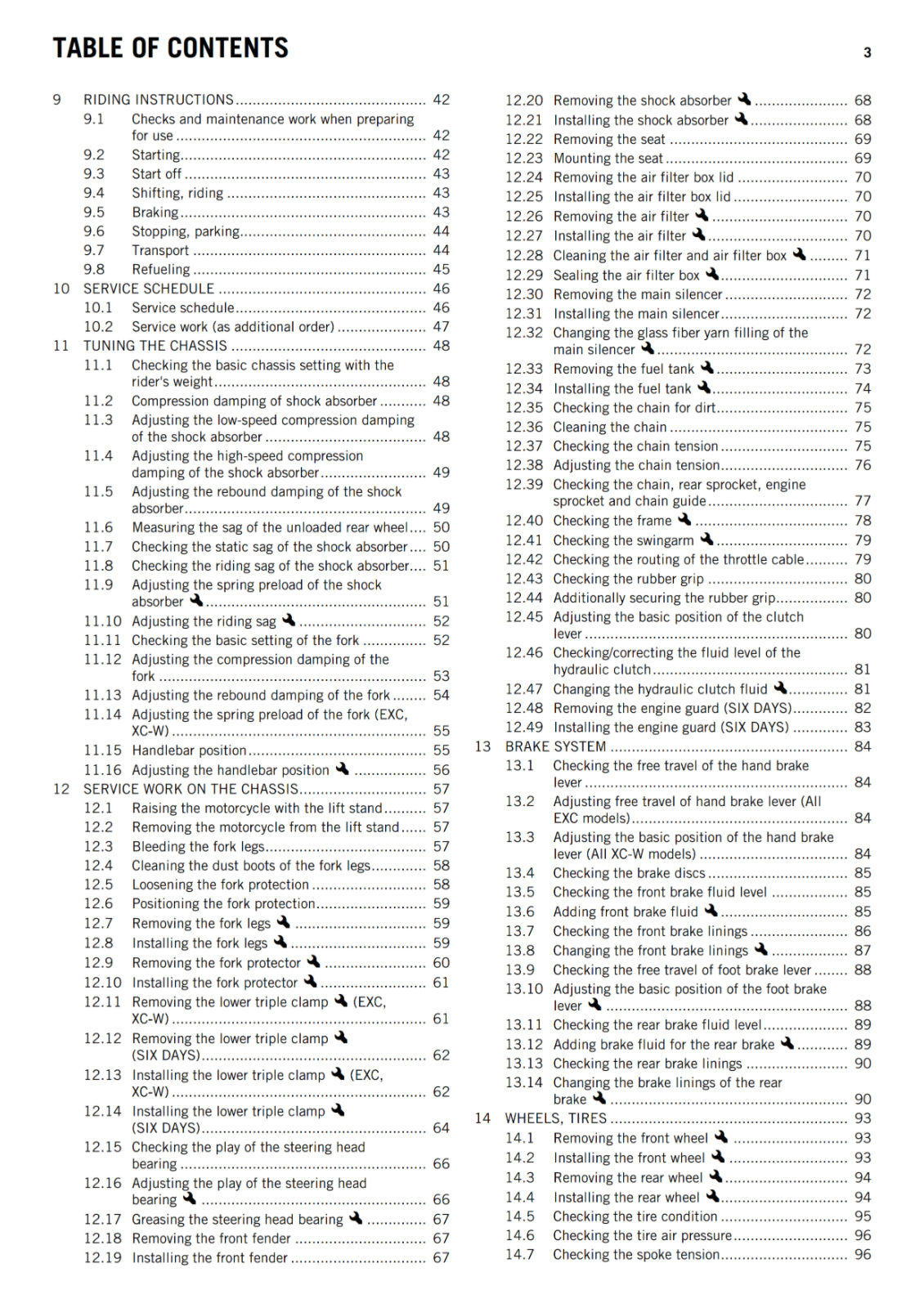 KTM 2014 - 125 200 250 300 EXC SIX DAYS XC-W - OWNERS MANUAL USER GUIDE