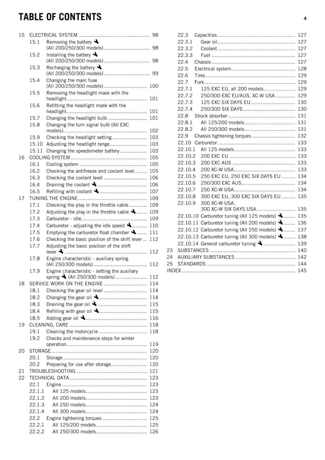 KTM 2014 - 125 200 250 300 EXC SIX DAYS XC-W - OWNERS MANUAL USER GUIDE