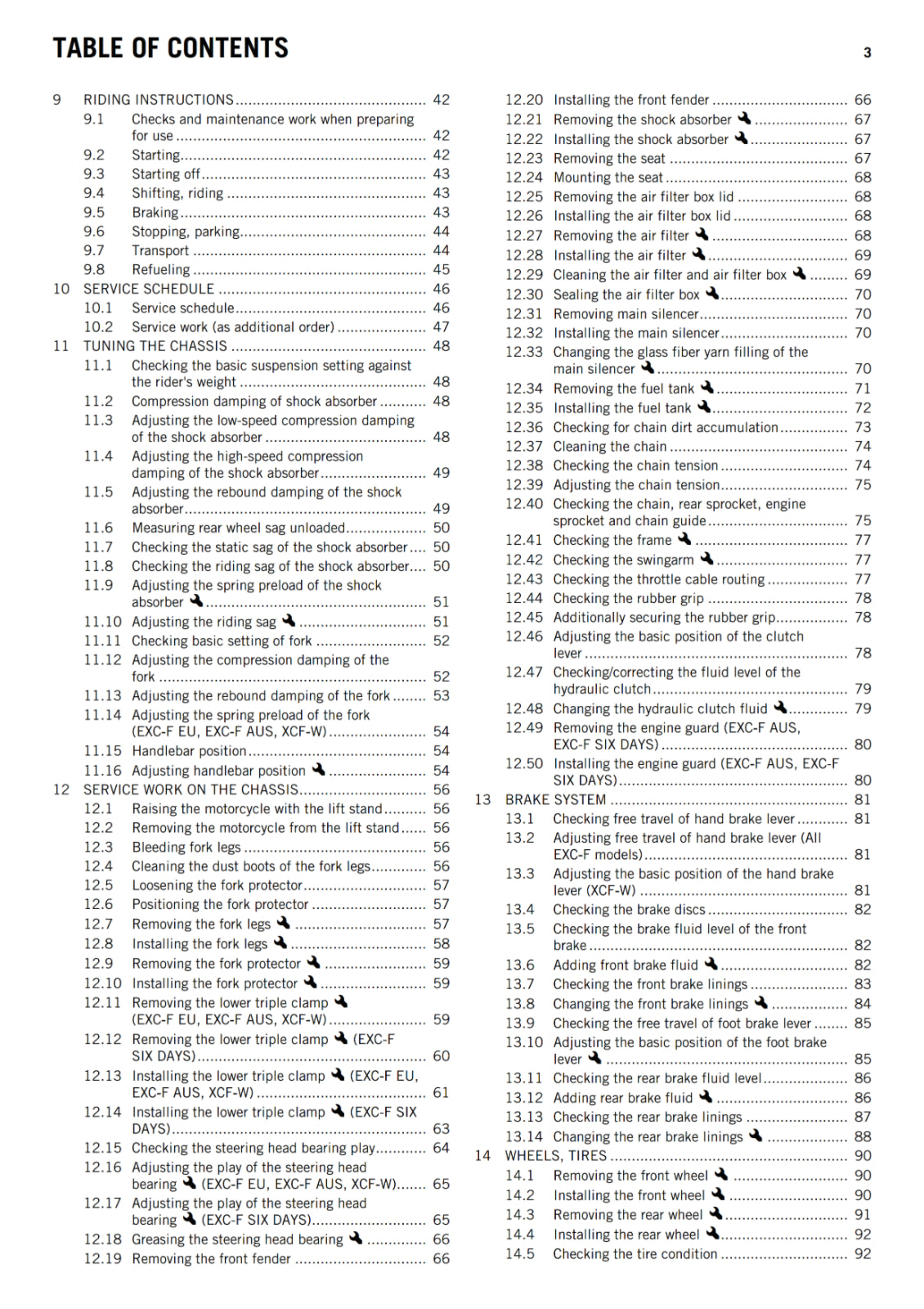 KTM 2014 - 250 EXC-F SIX DAYS XCF-W - OWNERS MANUAL USER GUIDE