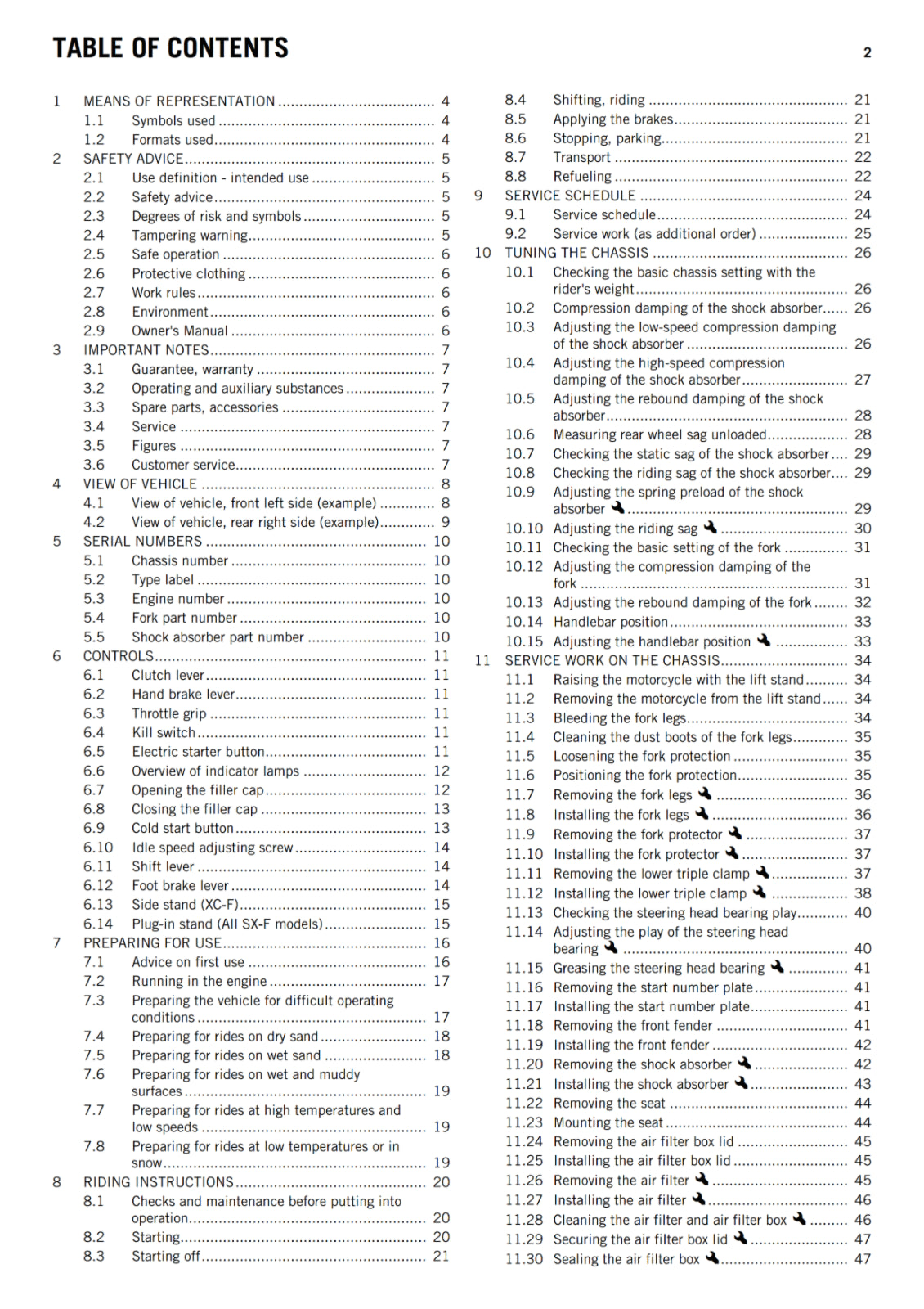 KTM 2014 - 250 SX-F XC-F - OWNERS MANUAL USER GUIDE