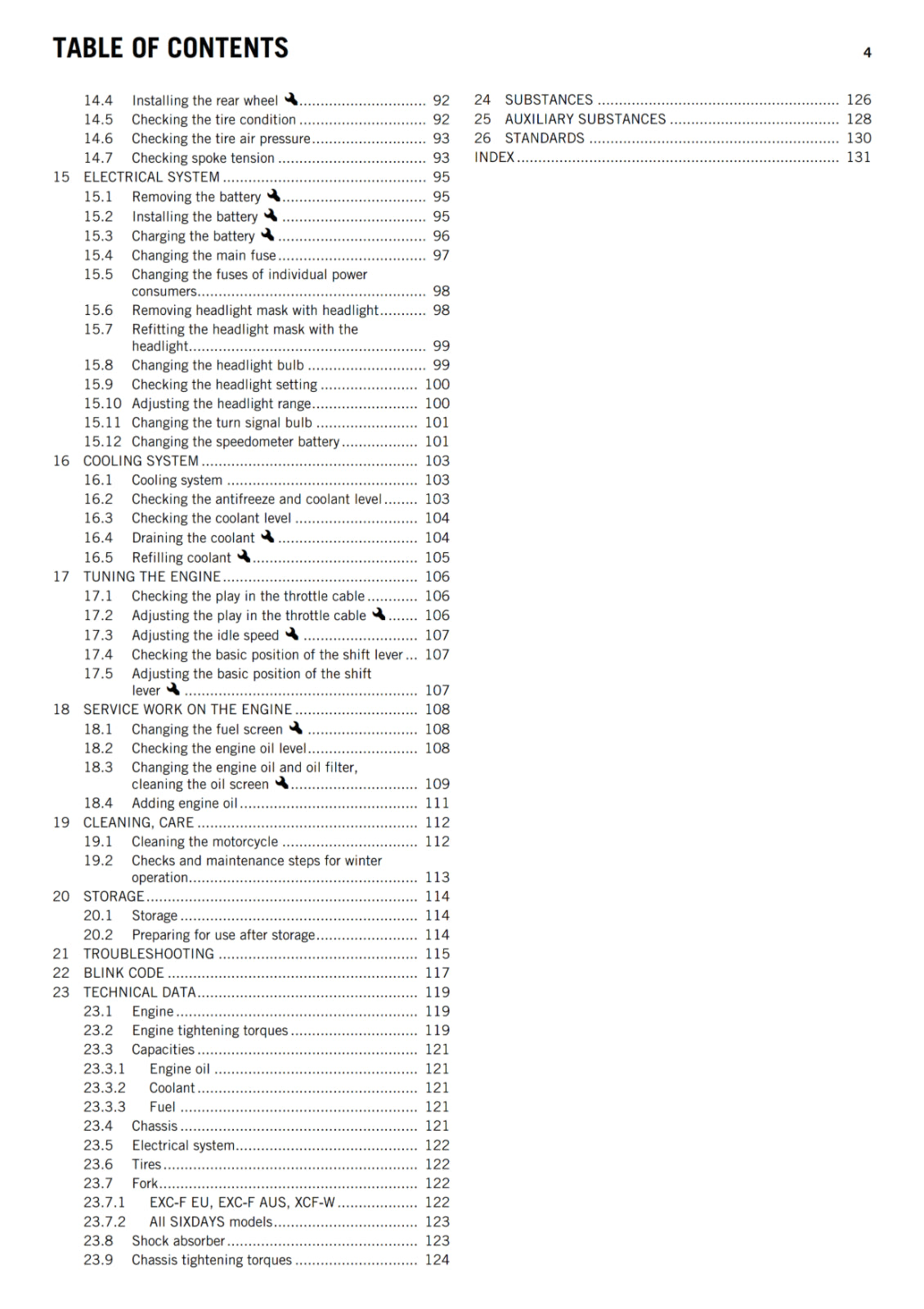 KTM 2014 - 350 EXC-F SIX DAYS XCF-W - OWNERS MANUAL USER GUIDE