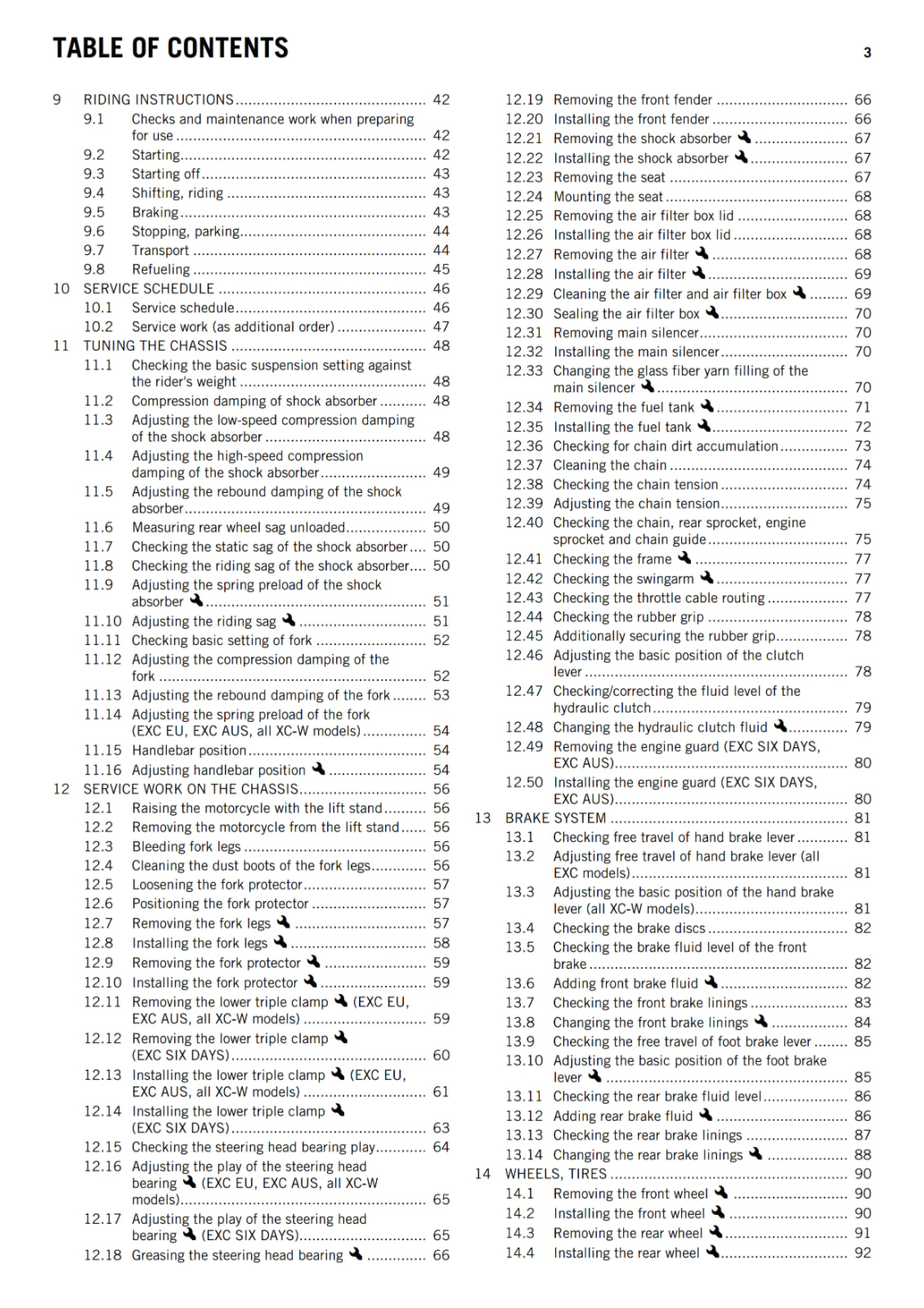 KTM 2014 - 450 500 EXC SIX DAYS XC-W - OWNERS MANUAL USER GUIDE