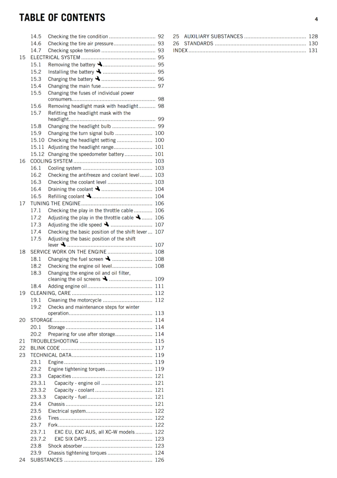 KTM 2014 - 450 500 EXC SIX DAYS XC-W - OWNERS MANUAL USER GUIDE