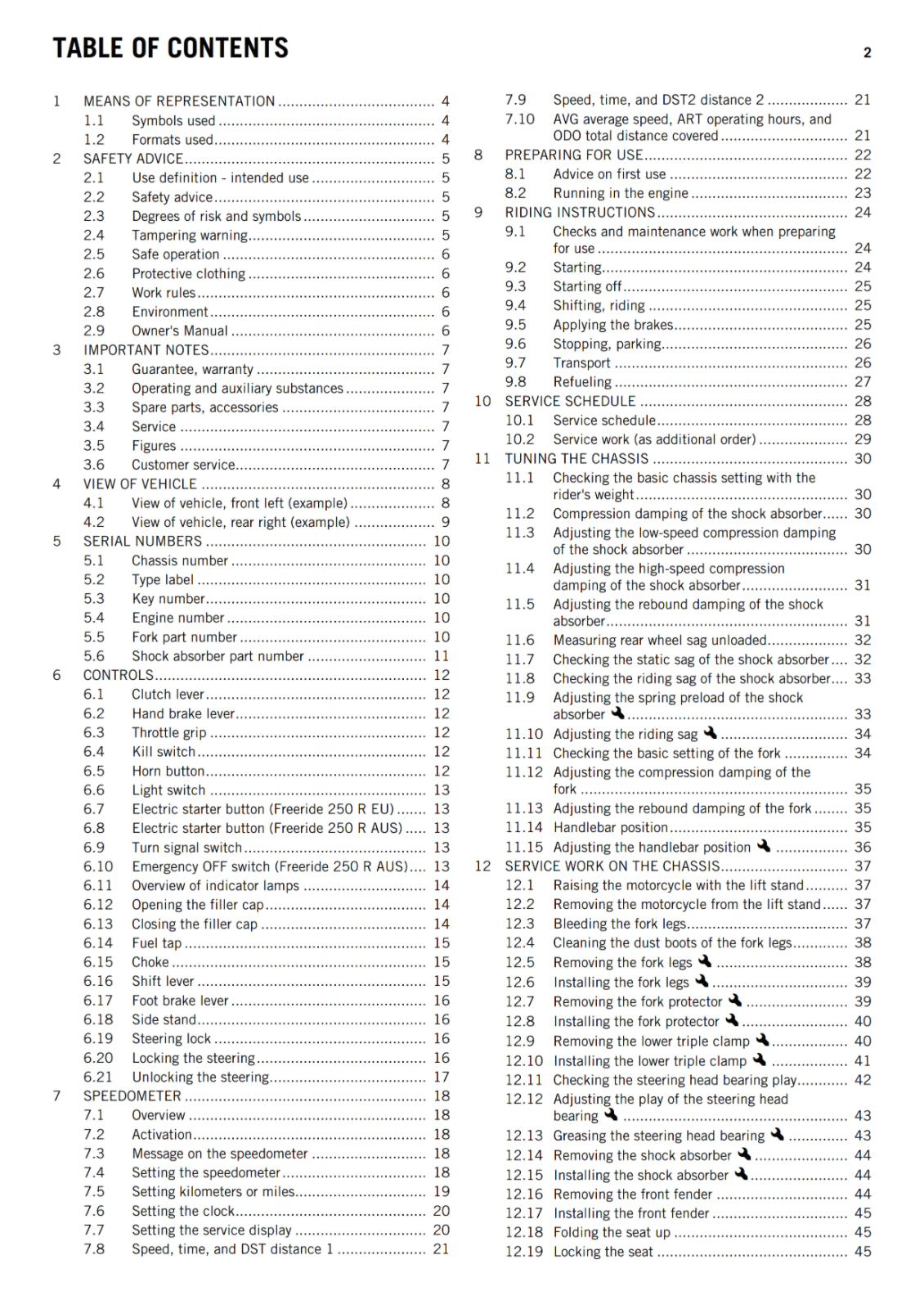 KTM 2014 - FREERIDE 250 R - OWNERS MANUAL USER GUIDE