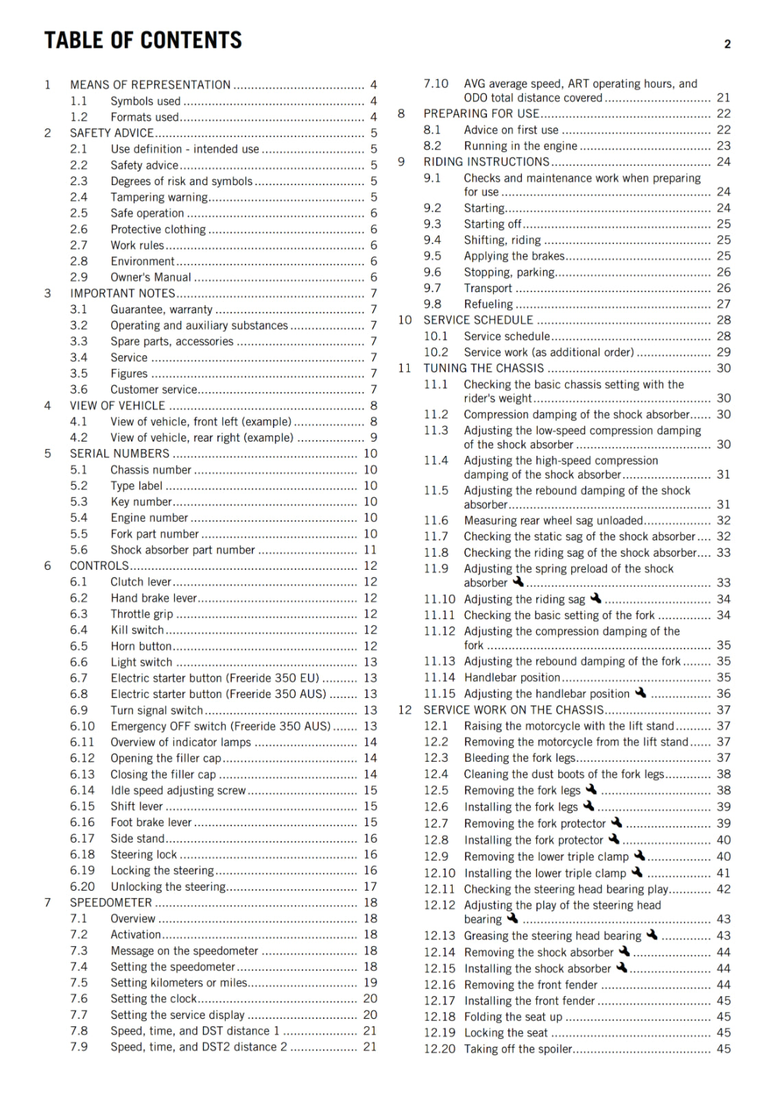 KTM 2014 - FREERIDE 350 - OWNERS MANUAL USER GUIDE
