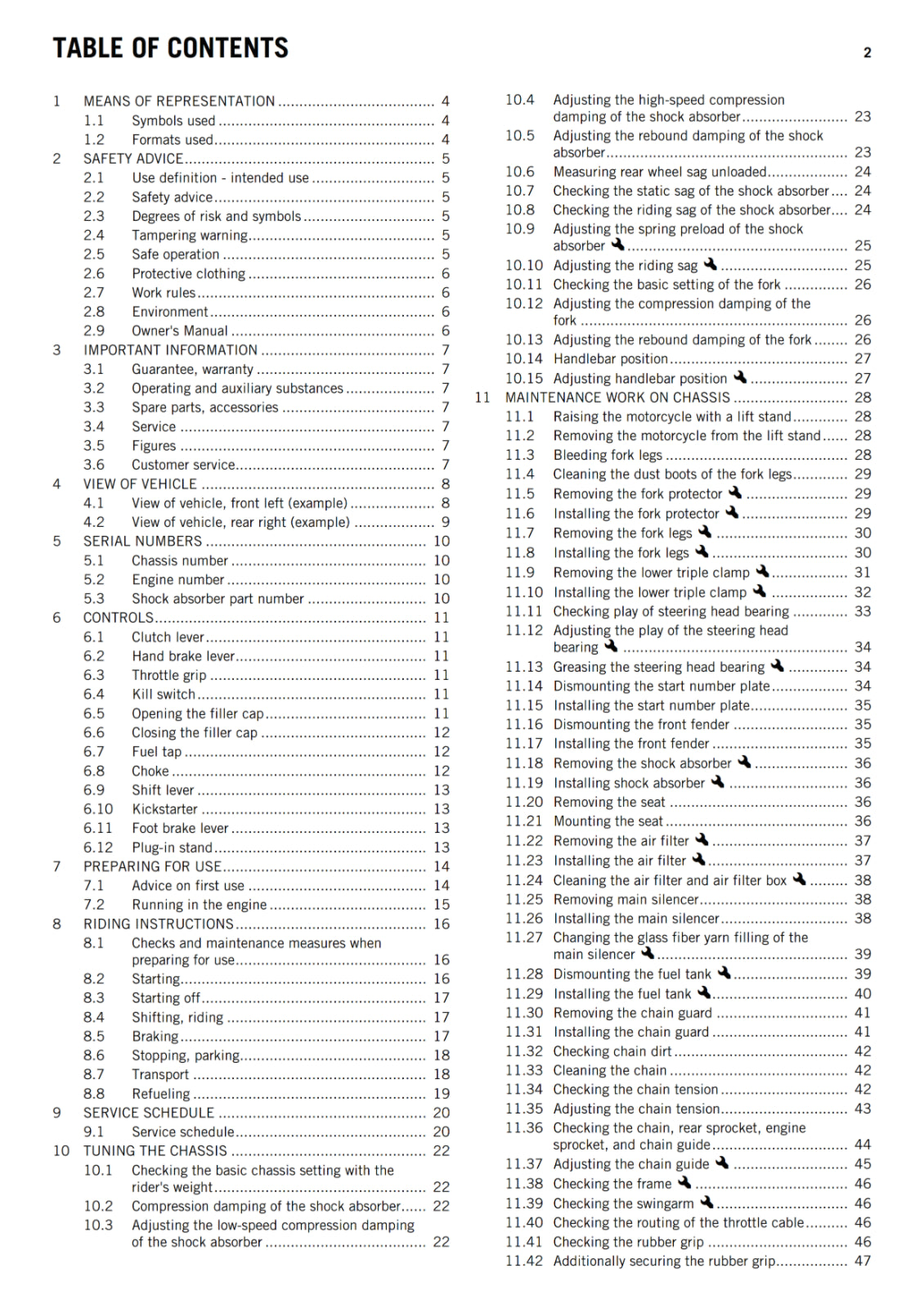 KTM 2015 - 65 SX - OWNERS MANUAL USER GUIDE