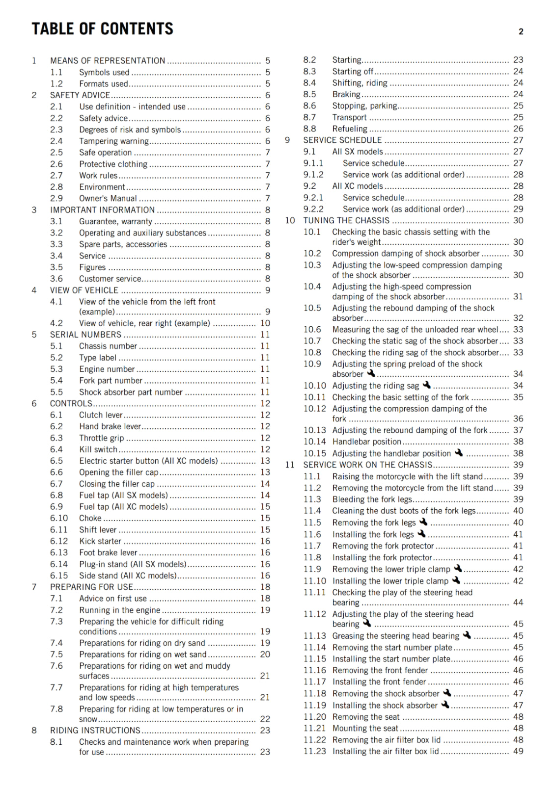 KTM 2015 - 125 150 250 300 SX XC - OWNERS MANUAL USER GUIDE