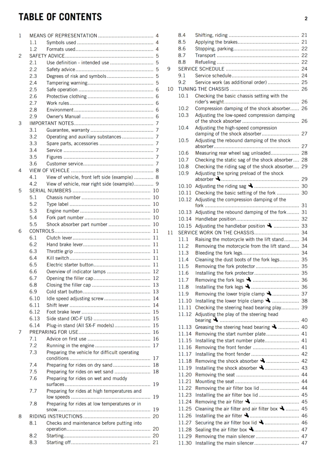 KTM 2015 - 250 SX-F XC-F - OWNERS MANUAL USER GUIDE