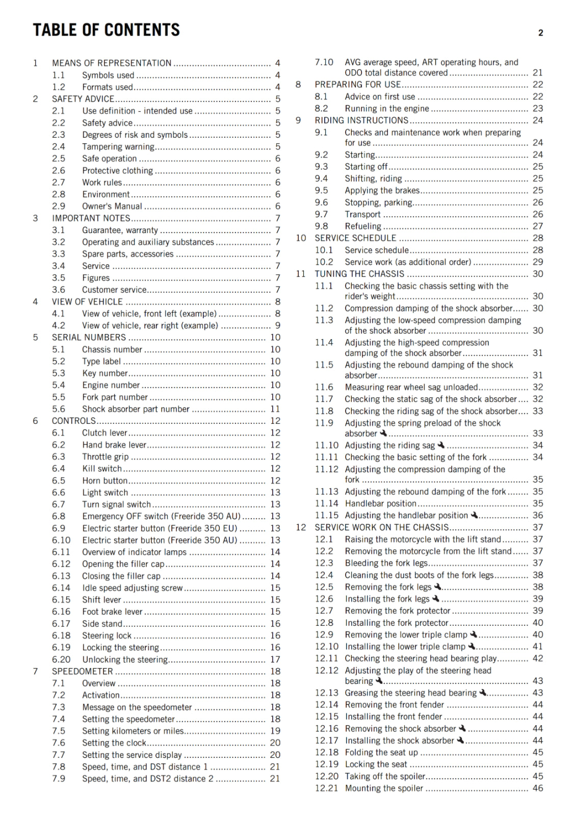 KTM 2015 - FREERIDE 350 - OWNERS MANUAL USER GUIDE