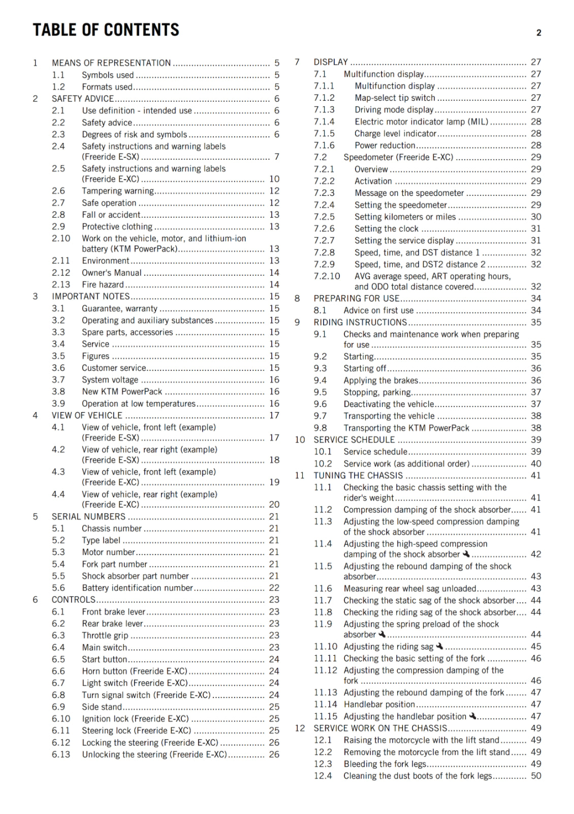 KTM 2015 - FREERIDE E-SX E-XC - OWNERS MANUAL USER GUIDE