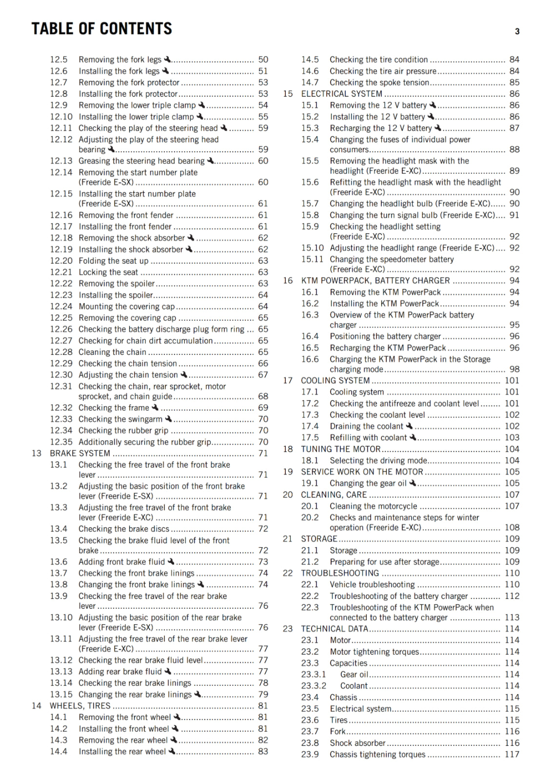 KTM 2015 - FREERIDE E-SX E-XC - OWNERS MANUAL USER GUIDE