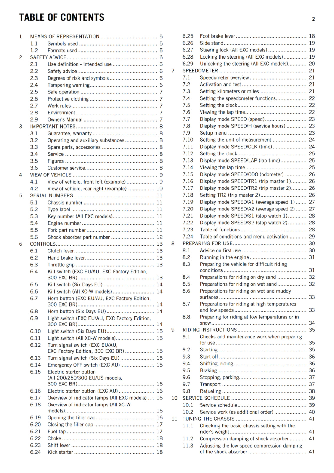 KTM 2015 - 125 200 250 300 EXC SIX DAYS FACTORY EDITION XC-W - OWNERS MANUAL