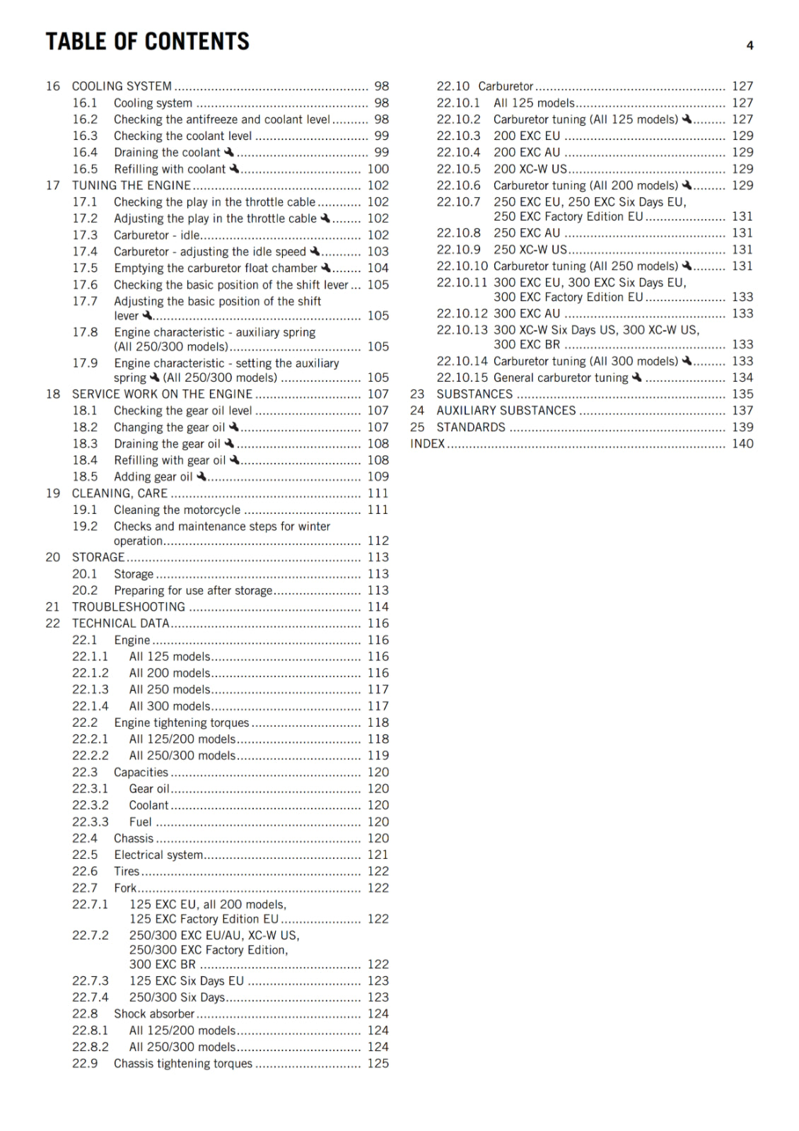 KTM 2015 - 125 200 250 300 EXC SIX DAYS FACTORY EDITION XC-W - OWNERS MANUAL