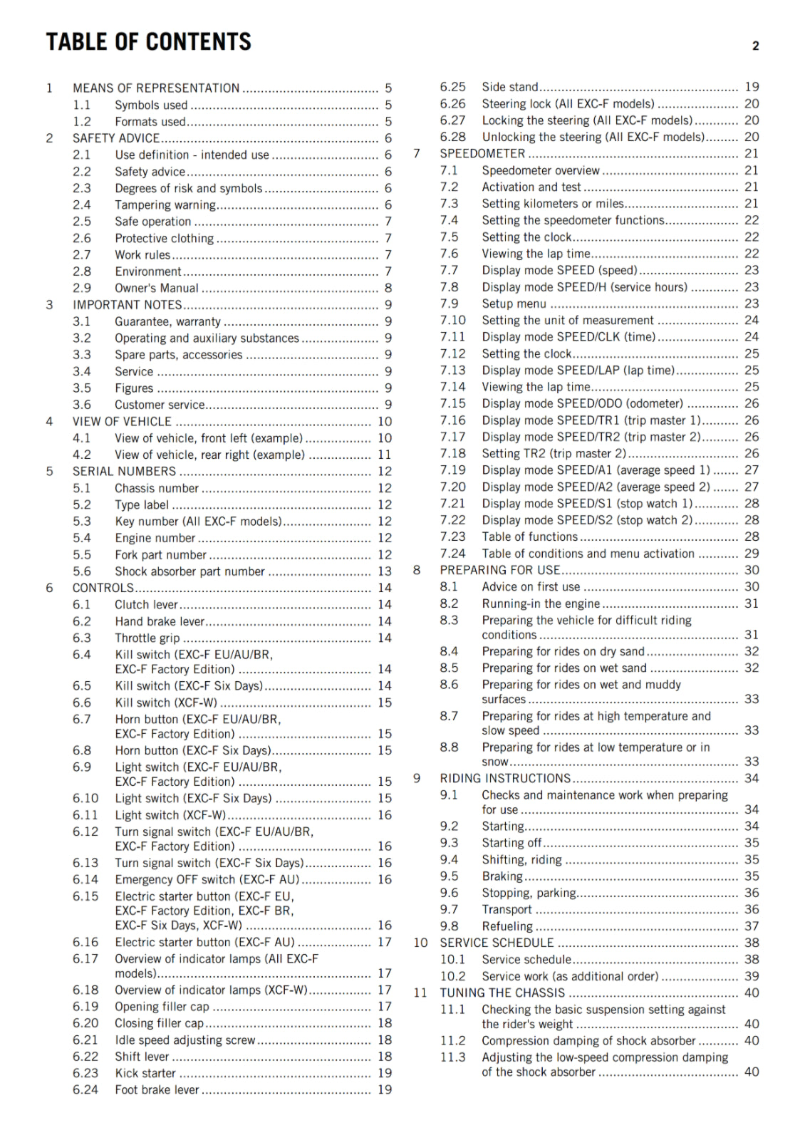 KTM 2015 - 250 EXC-F SIX DAYS FACTORY EDITION XCF-W - OWNERS MANUAL USER GUIDE