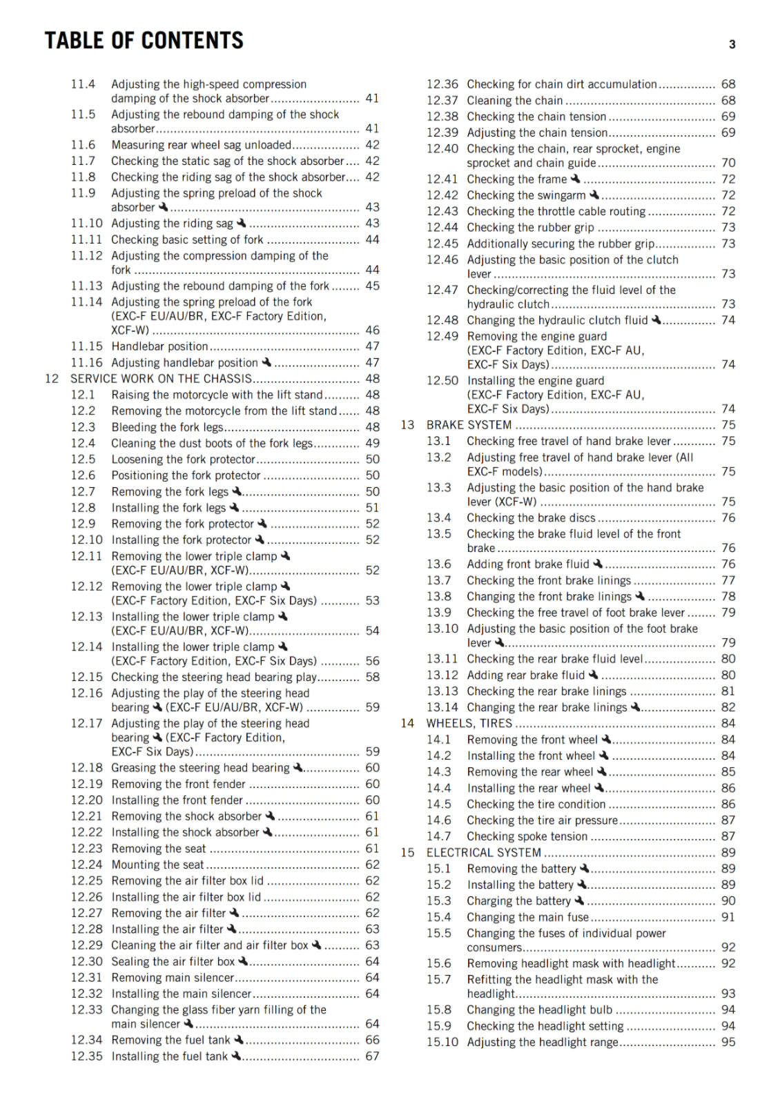 KTM 2015 - 250 EXC-F SIX DAYS FACTORY EDITION XCF-W - OWNERS MANUAL USER GUIDE