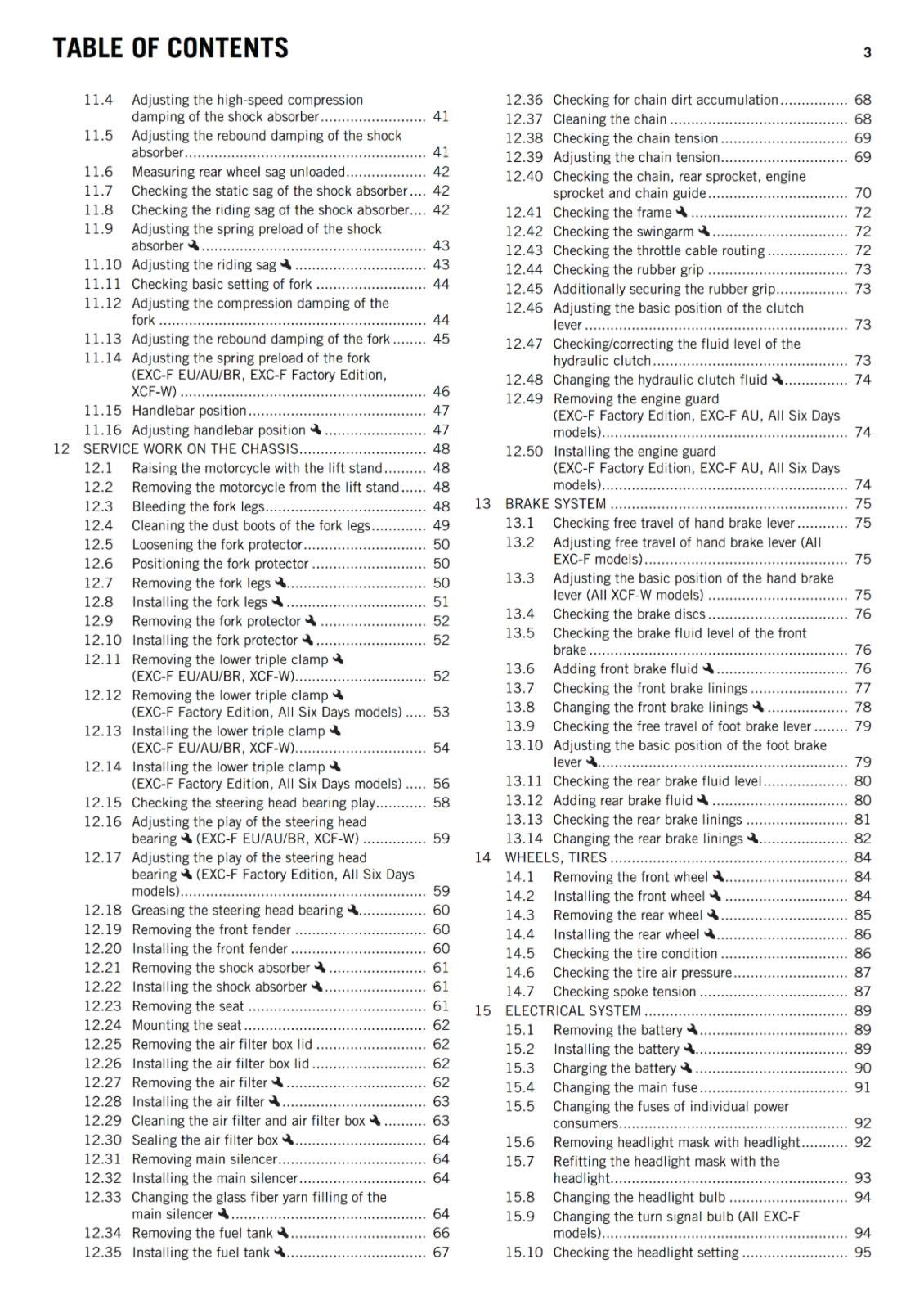 KTM 2015 - 350 EXC-F SIX DAYS FACTORY EDITION XCF-W - OWNERS MANUAL USER GUIDE