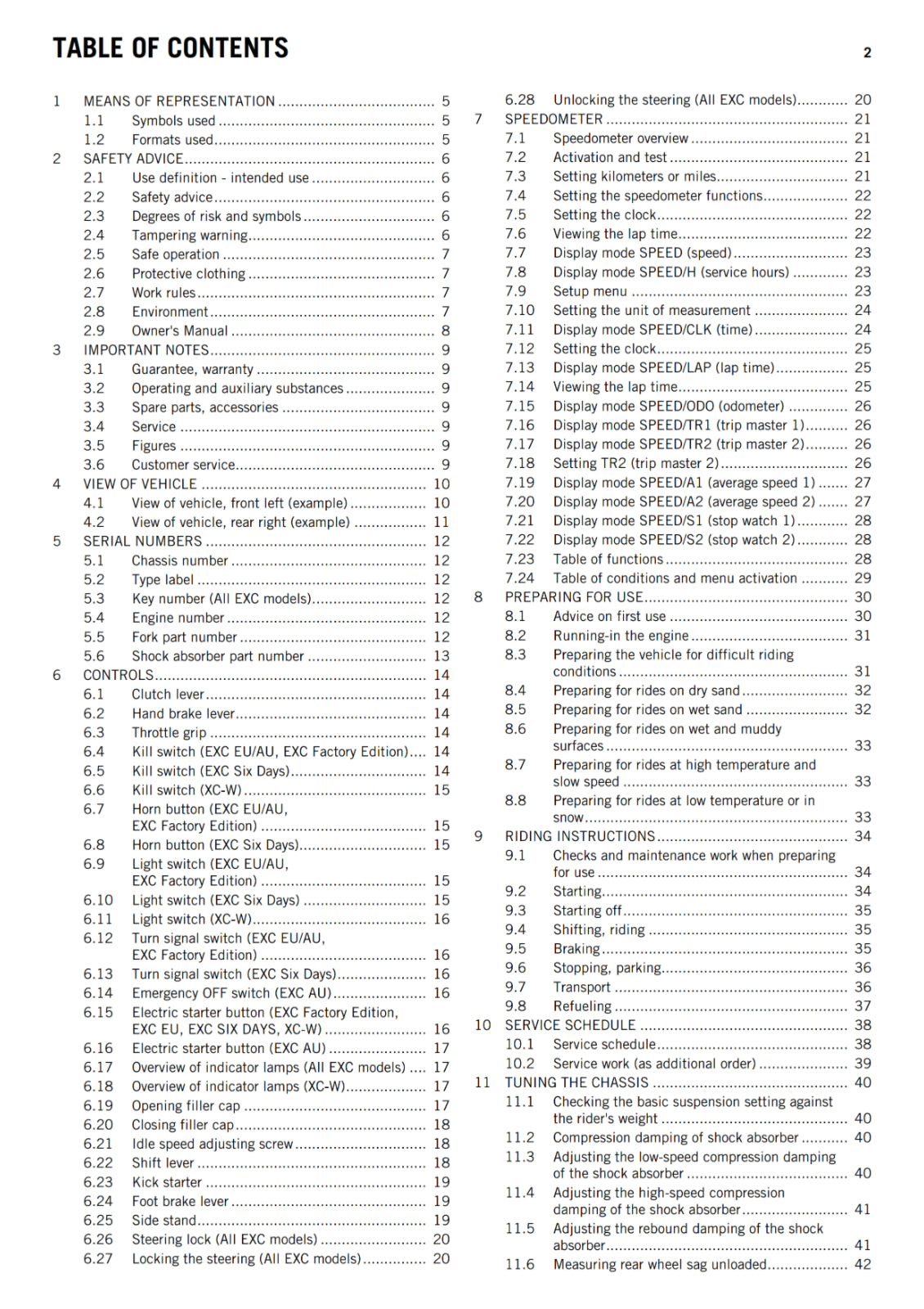 KTM 2015 - 450 500 EXC SIX DAYS FACTORY EDITION XC-W - OWNERS MANUAL USER GUIDE