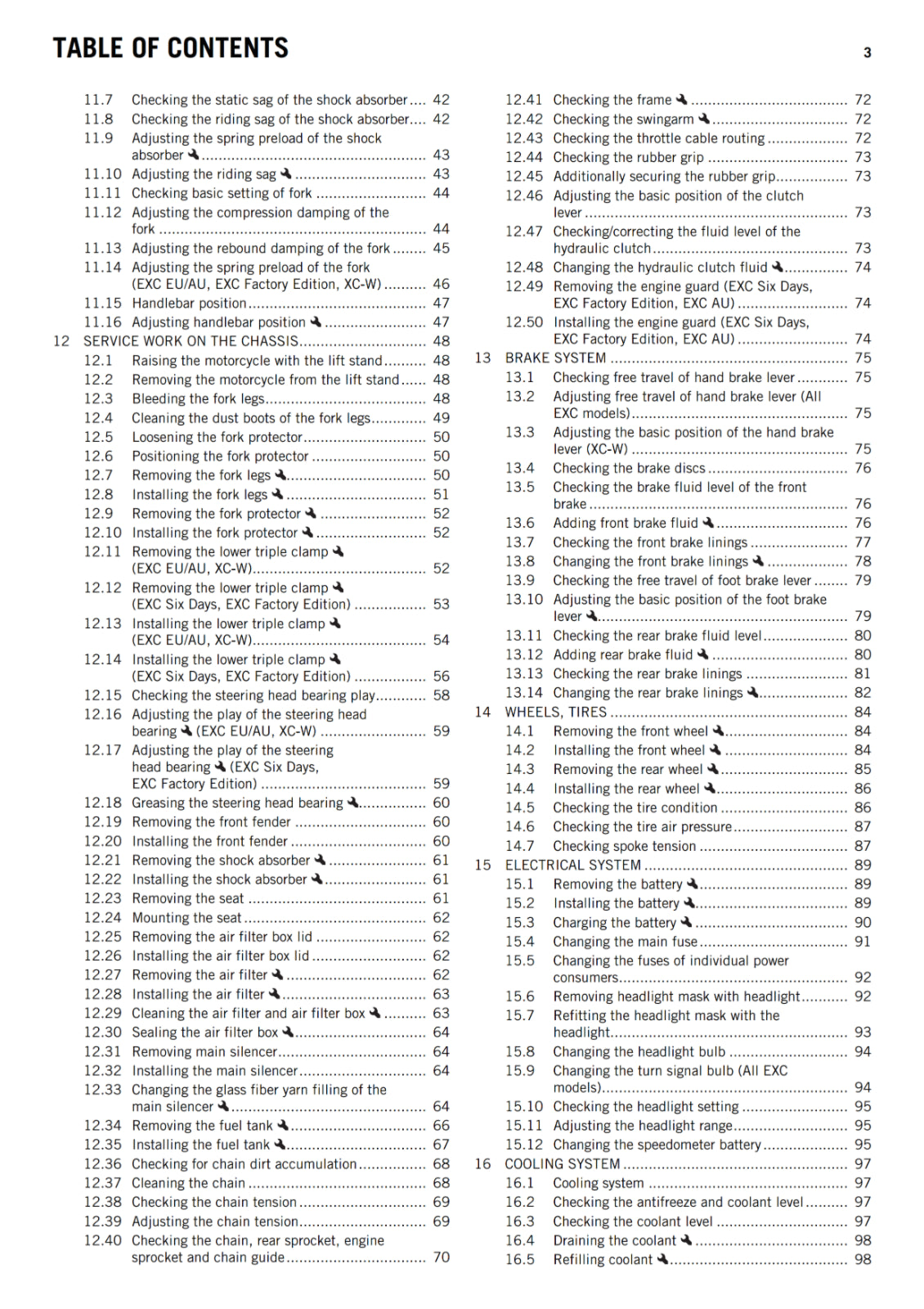 KTM 2015 - 450 500 EXC SIX DAYS FACTORY EDITION XC-W - OWNERS MANUAL USER GUIDE