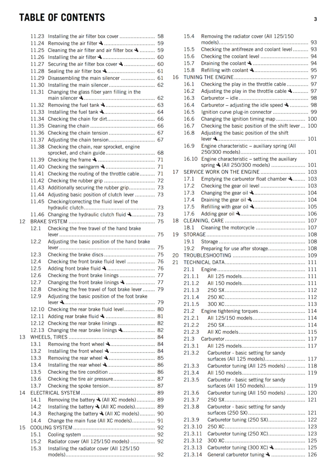 KTM 2016 - 125 150 250 300 SX XC - OWNERS MANUAL USER GUIDE