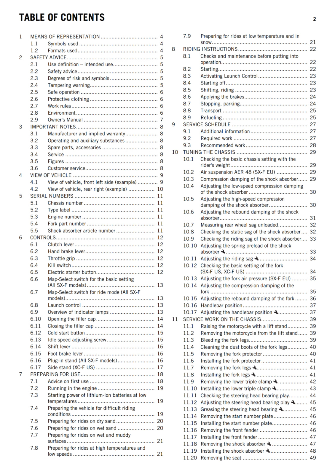 KTM 2016 - 250 SX-F XC-F - OWNERS MANUAL USER GUIDE