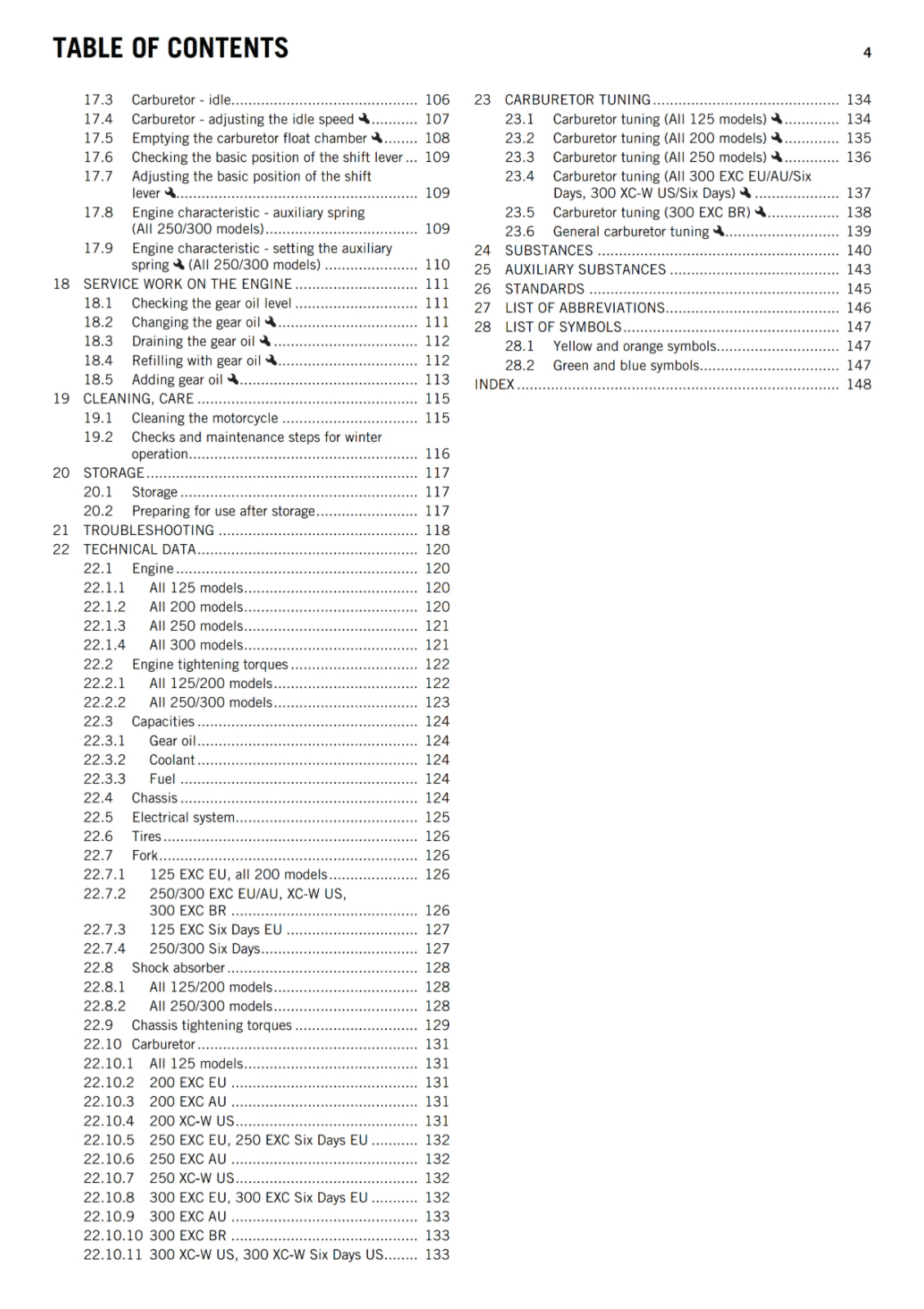 KTM 2016 - 125 200 250 300 EXC XC-W  - OWNERS MANUAL USER GUIDE