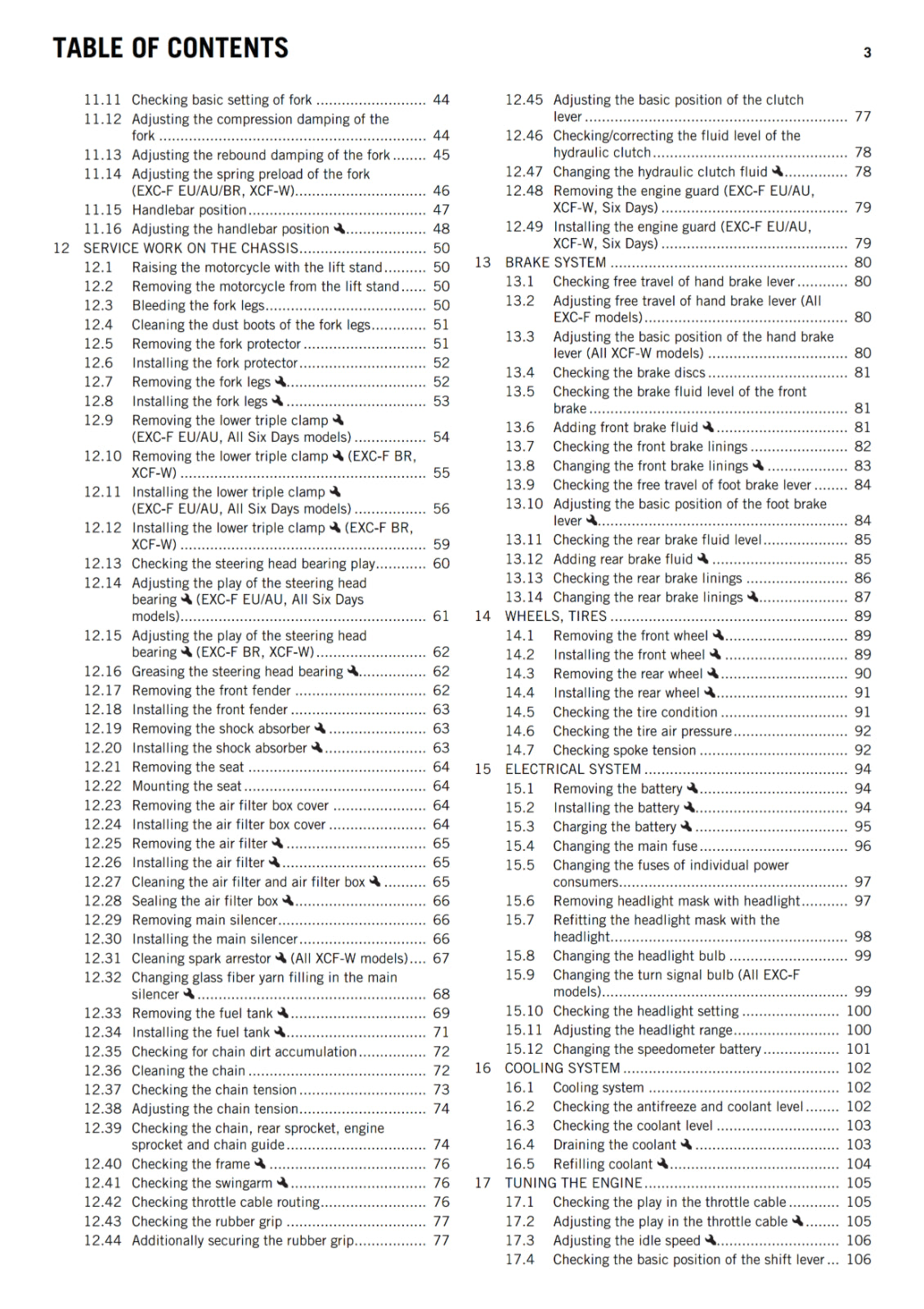 KTM 2016 - 350 EXC-F SIX DAYS XCF-W - OWNERS MANUAL USER GUIDE
