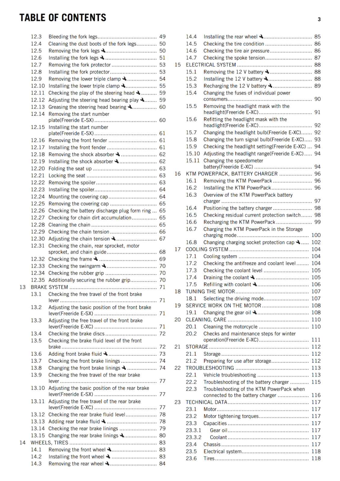 KTM 2016 - FREERIDE E-SX E-XC - OWNERS MANUAL USER GUIDE