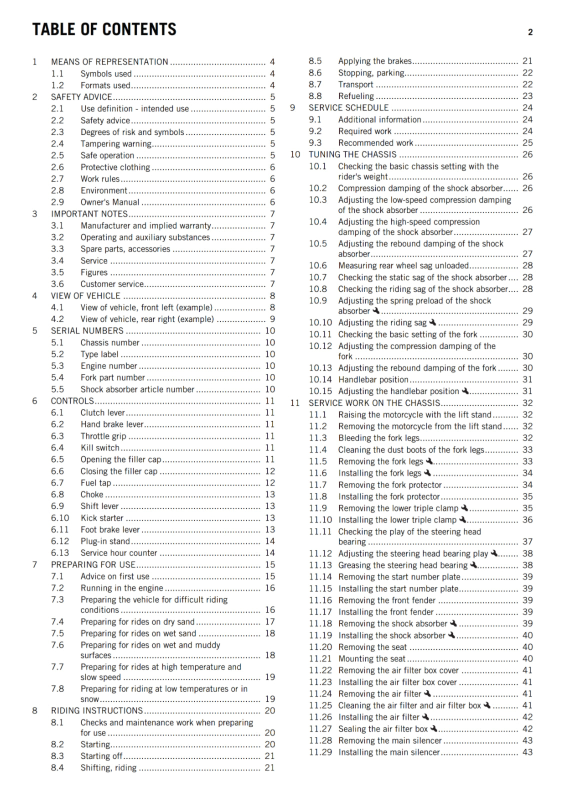 KTM 2017 - 85 SX - OWNERS MANUAL USER GUIDE