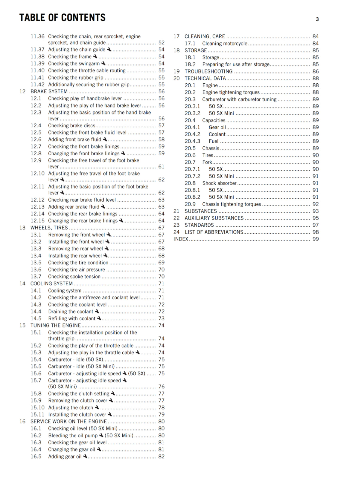 KTM 2017 - 50 SX MINI - OWNERS MANUAL USER GUIDE