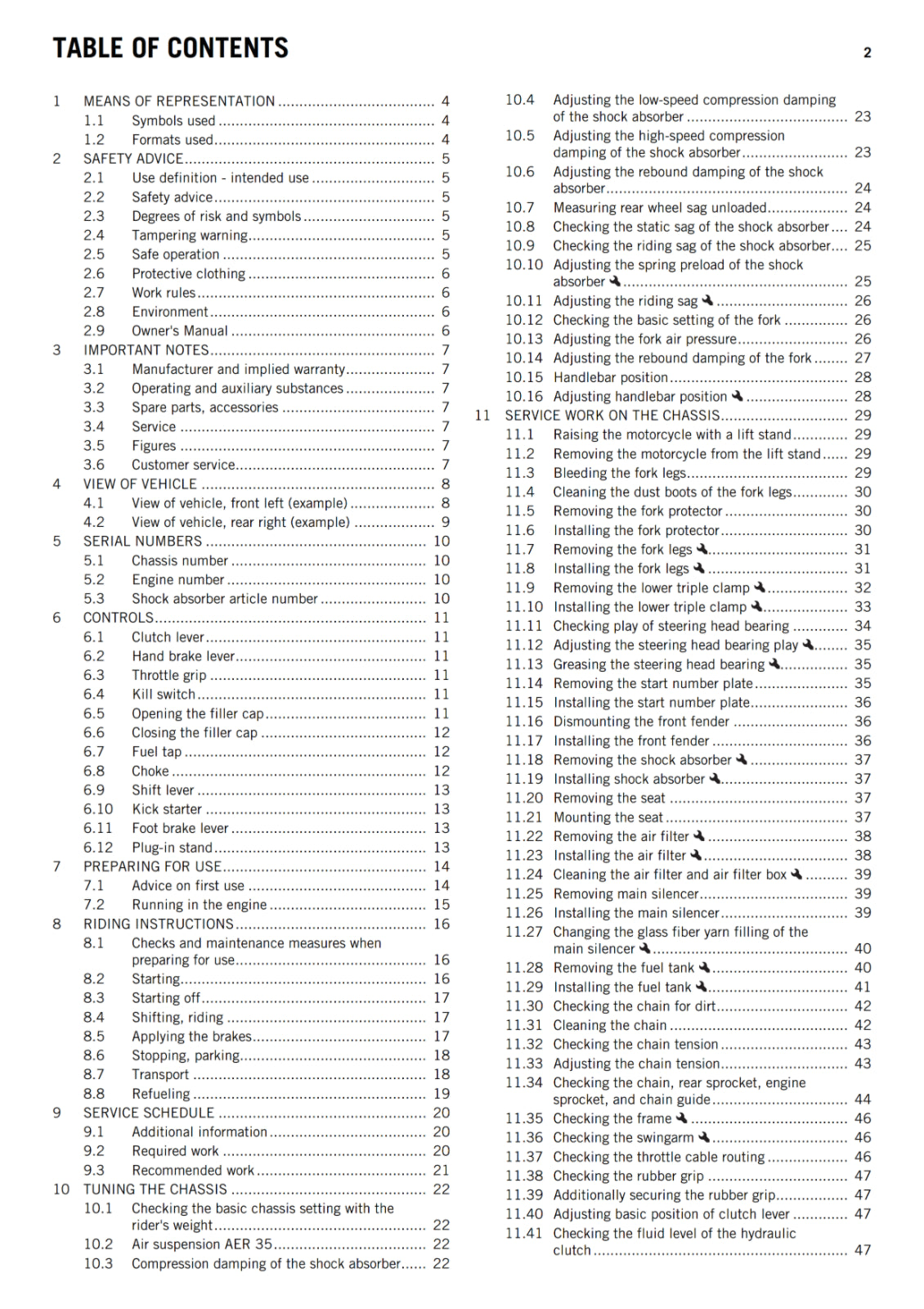KTM 2017 - 65 SX - OWNERS MANUAL USER GUIDE