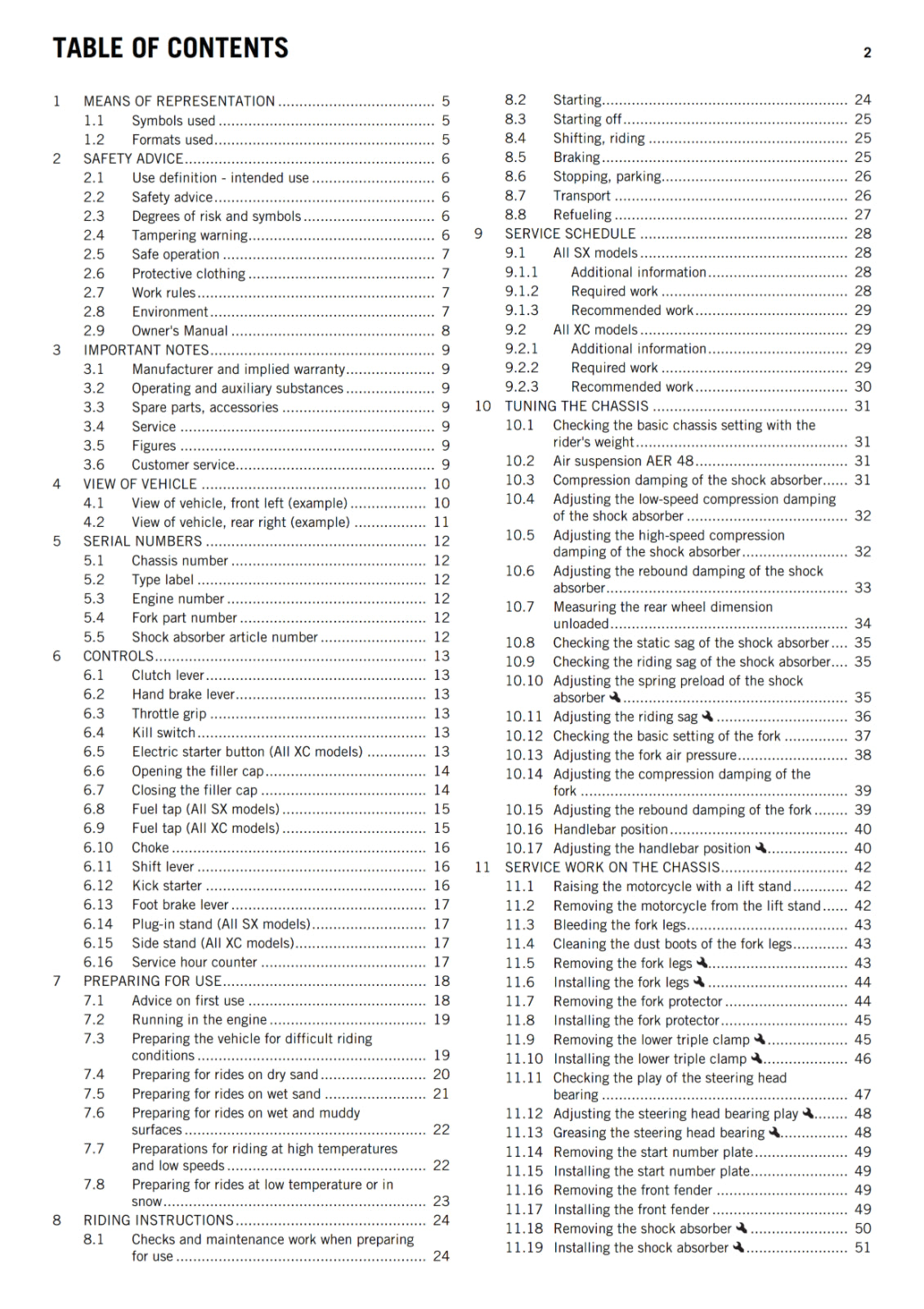 KTM 2017 - 125 150 250 300 SX XC - OWNERS MANUAL USER GUIDE